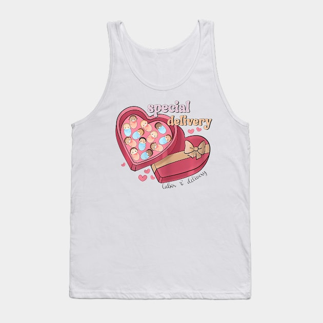 Special Delivery Labor and Delivery Nurse Valentines Day Tank Top by Aleem James